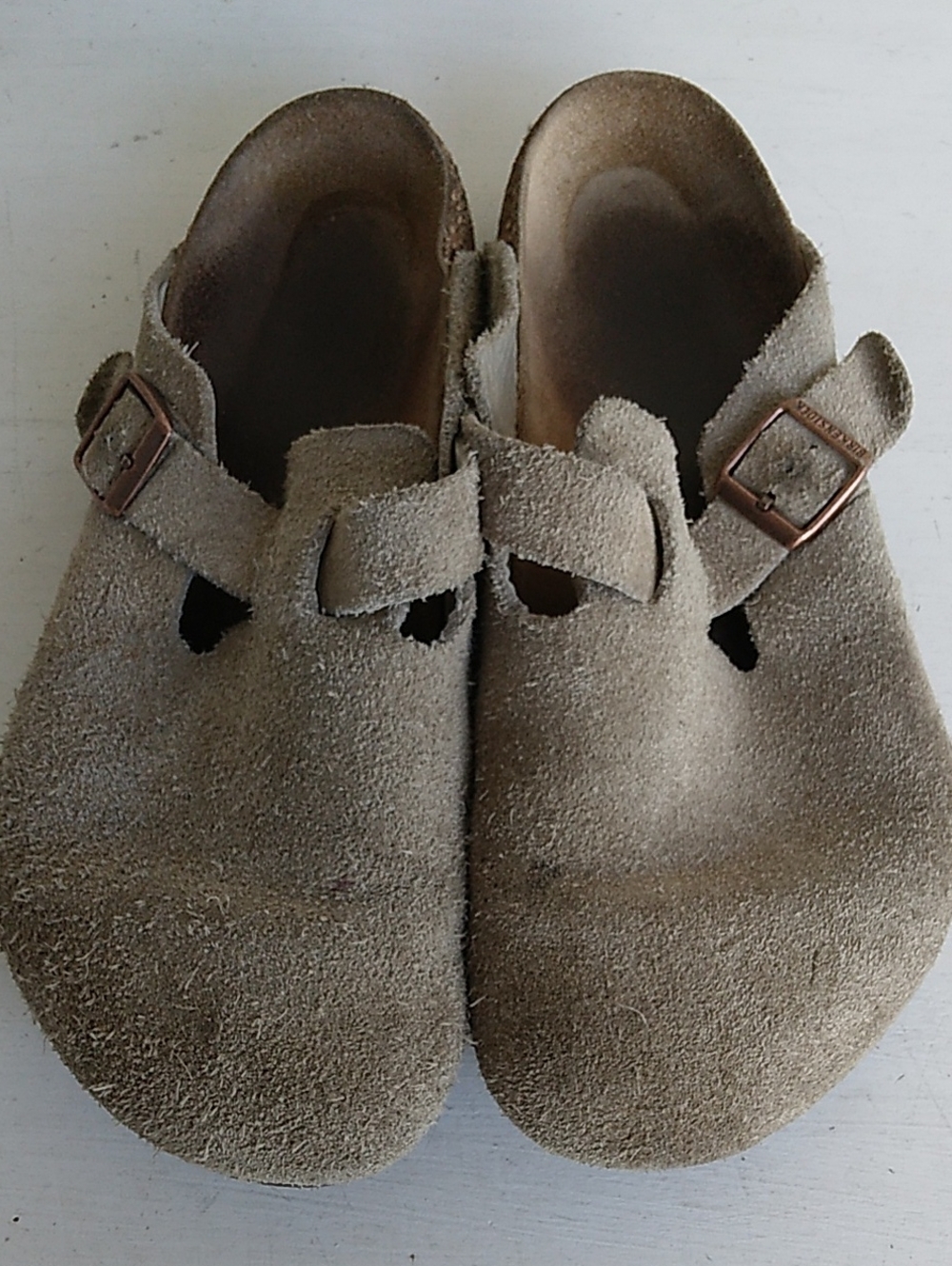 Birkenstock BOSTON Mens Suede Slip-On Clog in Taupe Size Mens 46